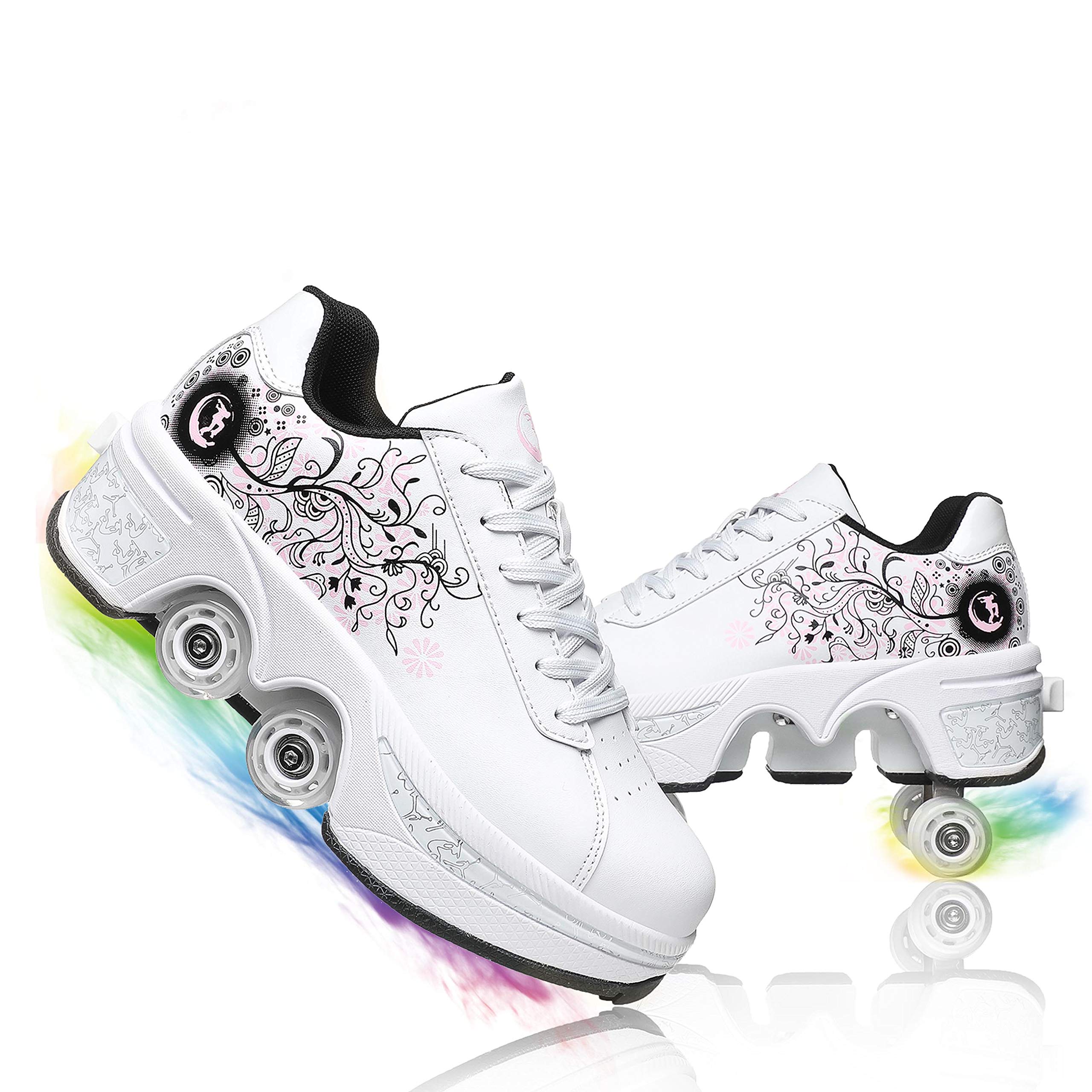 MLyzhe Deformation Roller Shoes for Adults & Kids - Automatic Walking Shoes with Double-Row Wheels - Men's & Women's Inline Skates for Indoor/Outdoor Sports, Commuting & Fun Activities