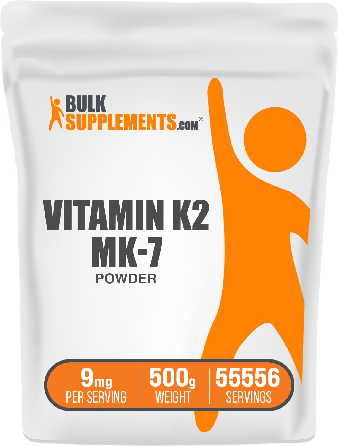 Vitamin K2 MK-7 Powder Supplement - 9mg per Serving, 500g (1.1 lbs) - Menaquinone for Bone & Heart Health - Gluten Free, Non-GMO - Supports Wellness & Immune System - Ideal for Smoothies, Baking & Daily Nutrition