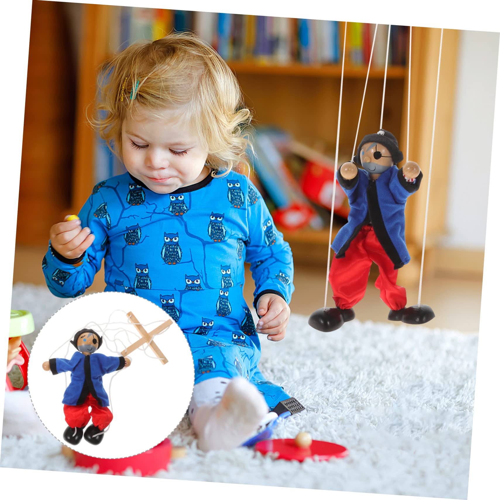 Abaodam Wooden String Puppets for Kids & Adults - 8-10 Handcrafted Puppet Theater Toys, Pirate & Funny Character Puppets for Storytelling, Educational Play & Family Entertainment