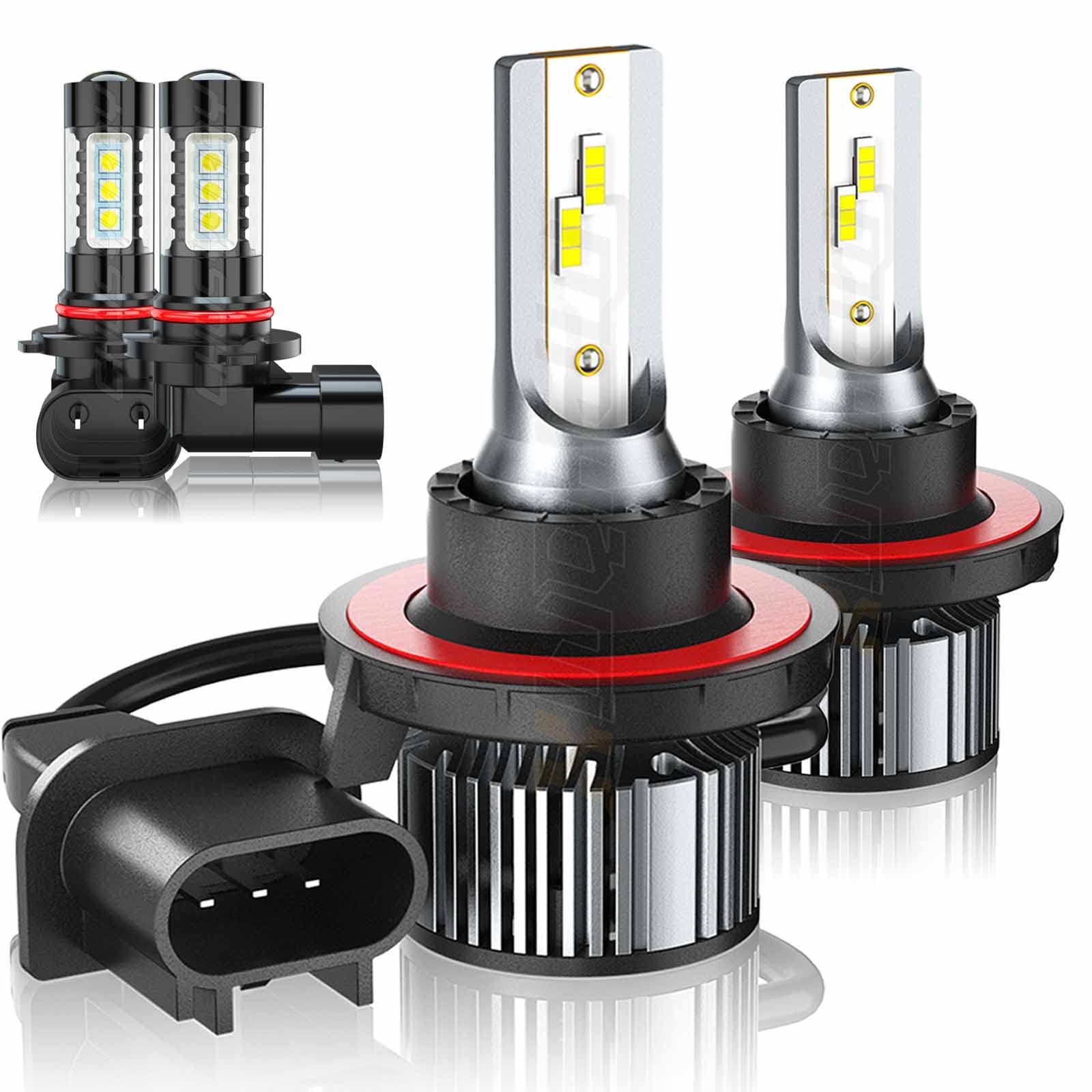 High-Performance LED Headlight Bulbs 9008/H13 + Fog Lights 9145/H10 for Ford F150 F250 F350 (2005-2014) - 6000K White Bright Light, Plug & Play Installation - Perfect for Night Driving, Off-Roading & Enhanced Visibility in All Weather Conditions