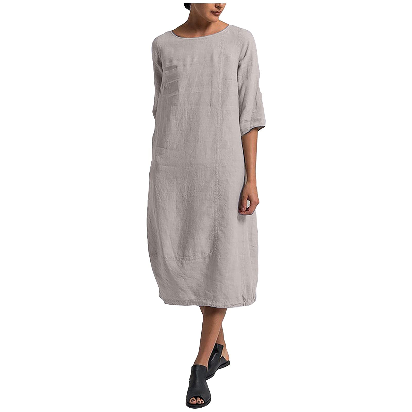 2022 Women's Summer Dresses - Cotton T-Shirt Casual Dress, Plus Size Linen Solid Color Y2K Fashion | Perfect for Beach, Vacation & Everyday Wear