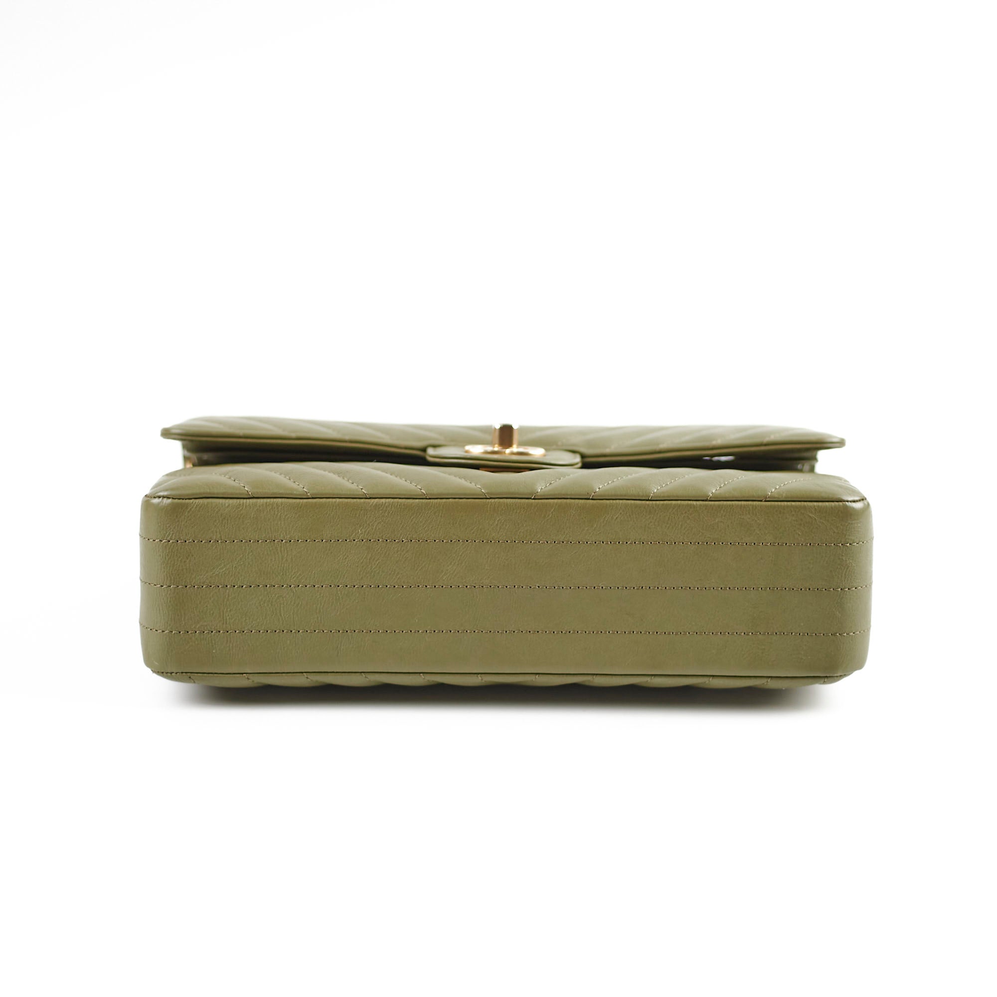 Chanel Chevron M/L Classic Flap Bag in Khaki - Luxury Designer Handbag for Women | Perfect for Work, Evening Events & Special Occasions