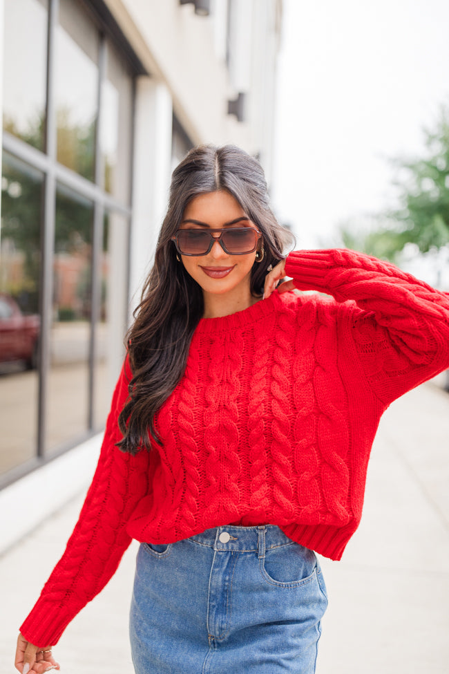 Cozy Cable Knit Crew Neck Sweater for Women - Soft Winter Pullover - Perfect for Casual Outfits, Office Wear & Holiday Gatherings