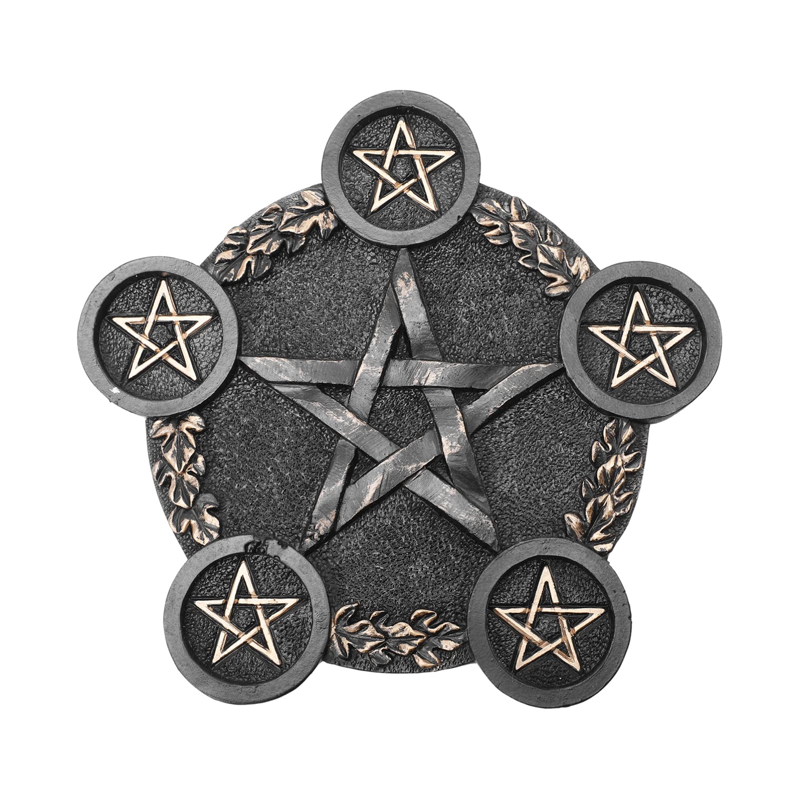 NUOBESTY Pentagram Tealight Holder - Witchcraft Altar Supplies, Resin Pentacle Candle Holder for Divination & Ceremonies - Decorative Altar Plate for Wiccan Rituals, Meditation & Spiritual Practices