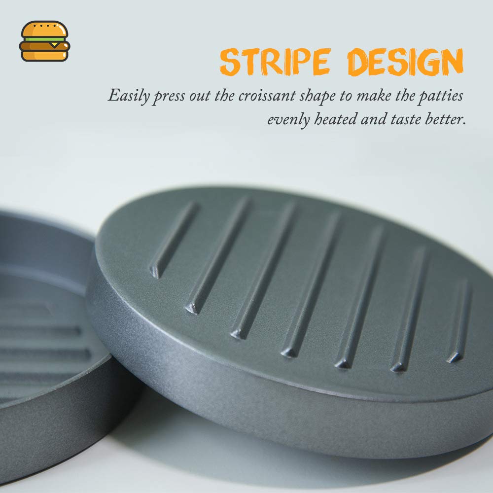 Premium Aluminum Burger Press & Hamburger Patty Maker with 50 Non-Stick Patty Papers - Perfect for BBQ, Grilling, Backyard Cookouts & Home Kitchen Use (Grey)