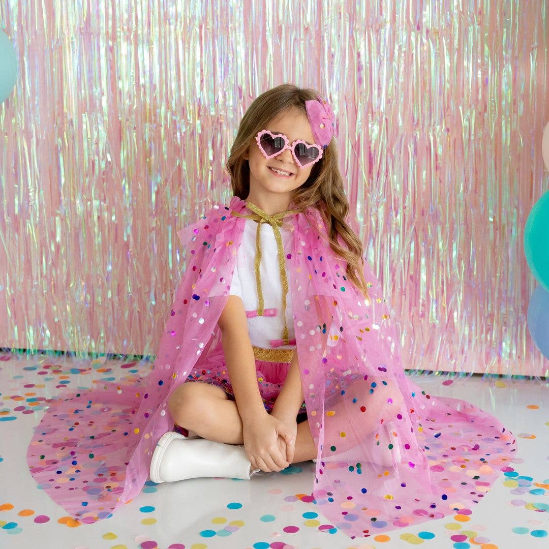 Kids Raspberry Confetti Cape - Superhero Dress Up Costume for Birthday Parties & Pretend Play | Soft & Lightweight for Comfortable Role Play