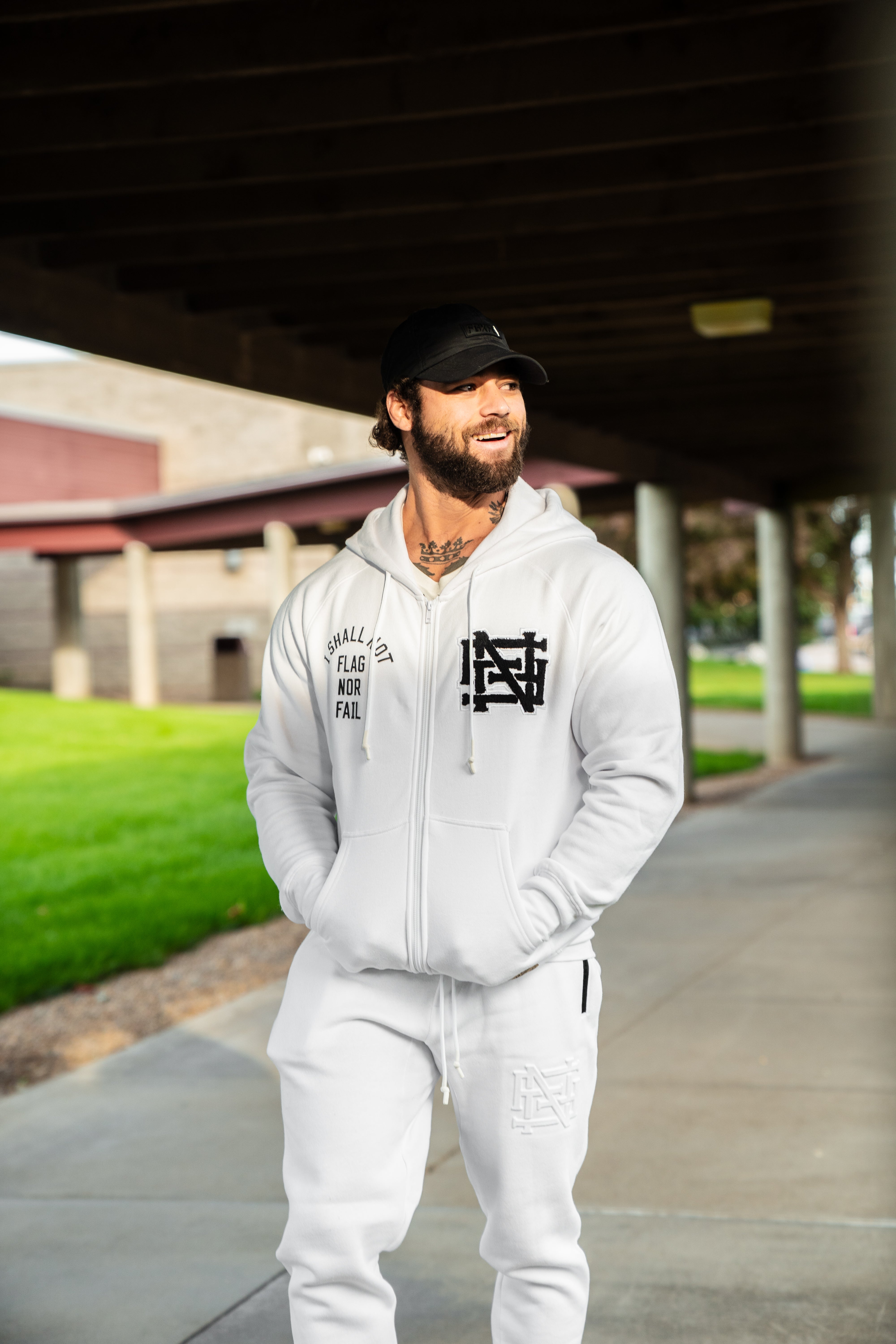 Varsity Patch Zip Up Hoodie - White | Trendy College Letterman Jacket for Men & Women | Perfect for Casual Wear, Sports Events & Campus Style