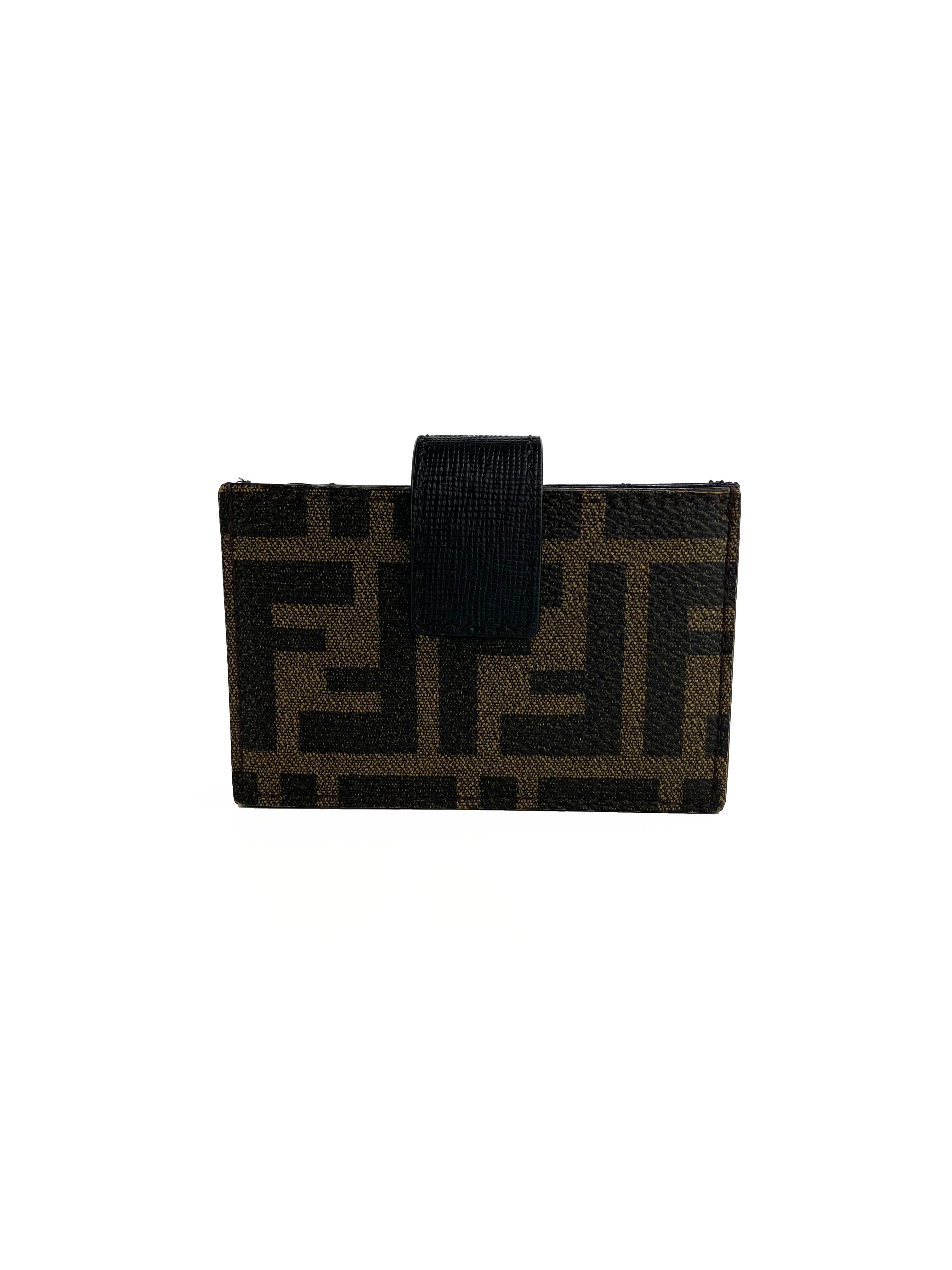 Fendi Monogram Leather Card Holder Wallet for Men & Women - Slim RFID Blocking Credit Card Case - Perfect for Travel, Business & Everyday Use