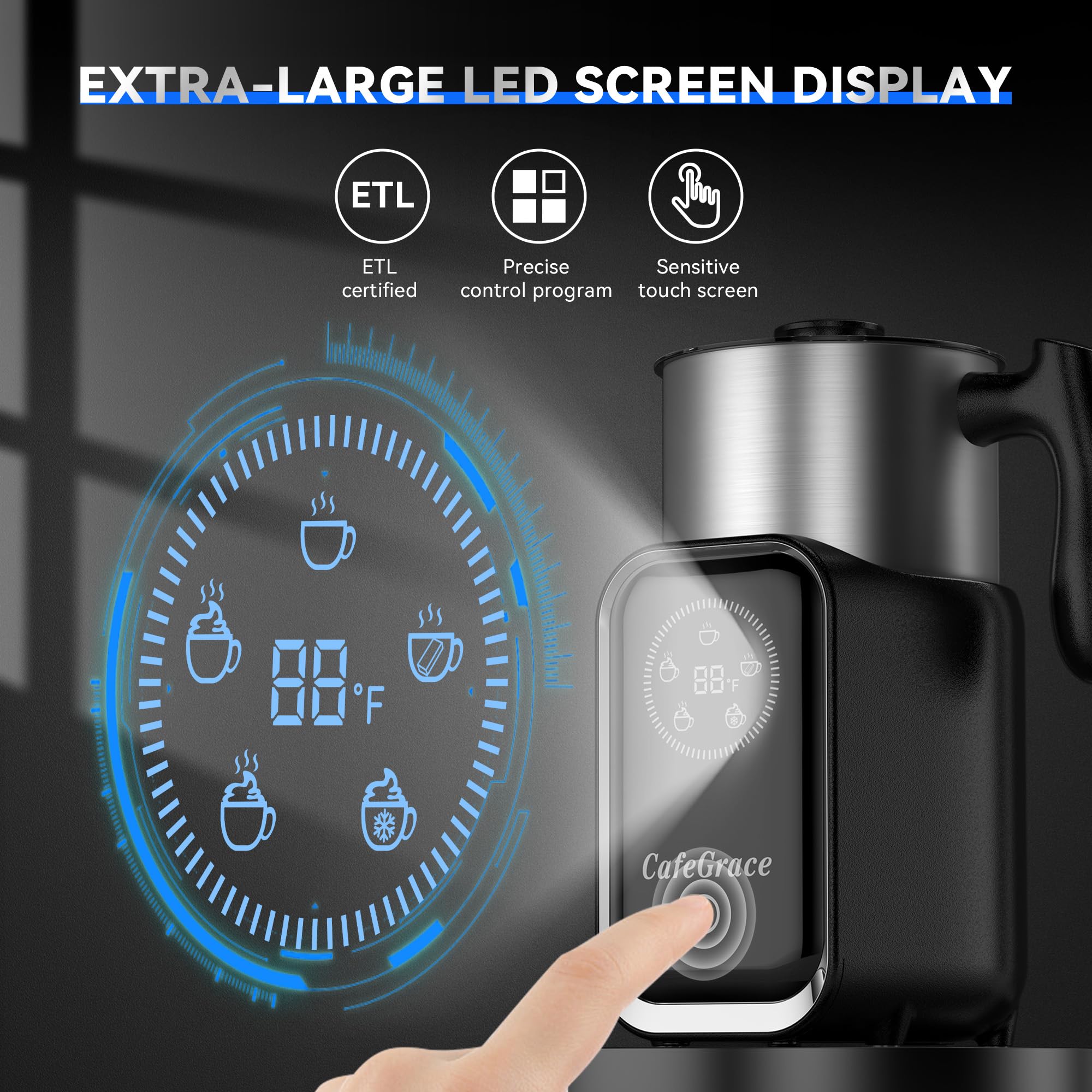 5-in-1 Electric Milk Frother & Steamer - 21oz Removable Dishwasher Safe Frothing Pitcher for Latte, Cappuccino, Hot/Cold Milk & Chocolate Drinks - Perfect for Home Coffee Bars & Office Break Rooms