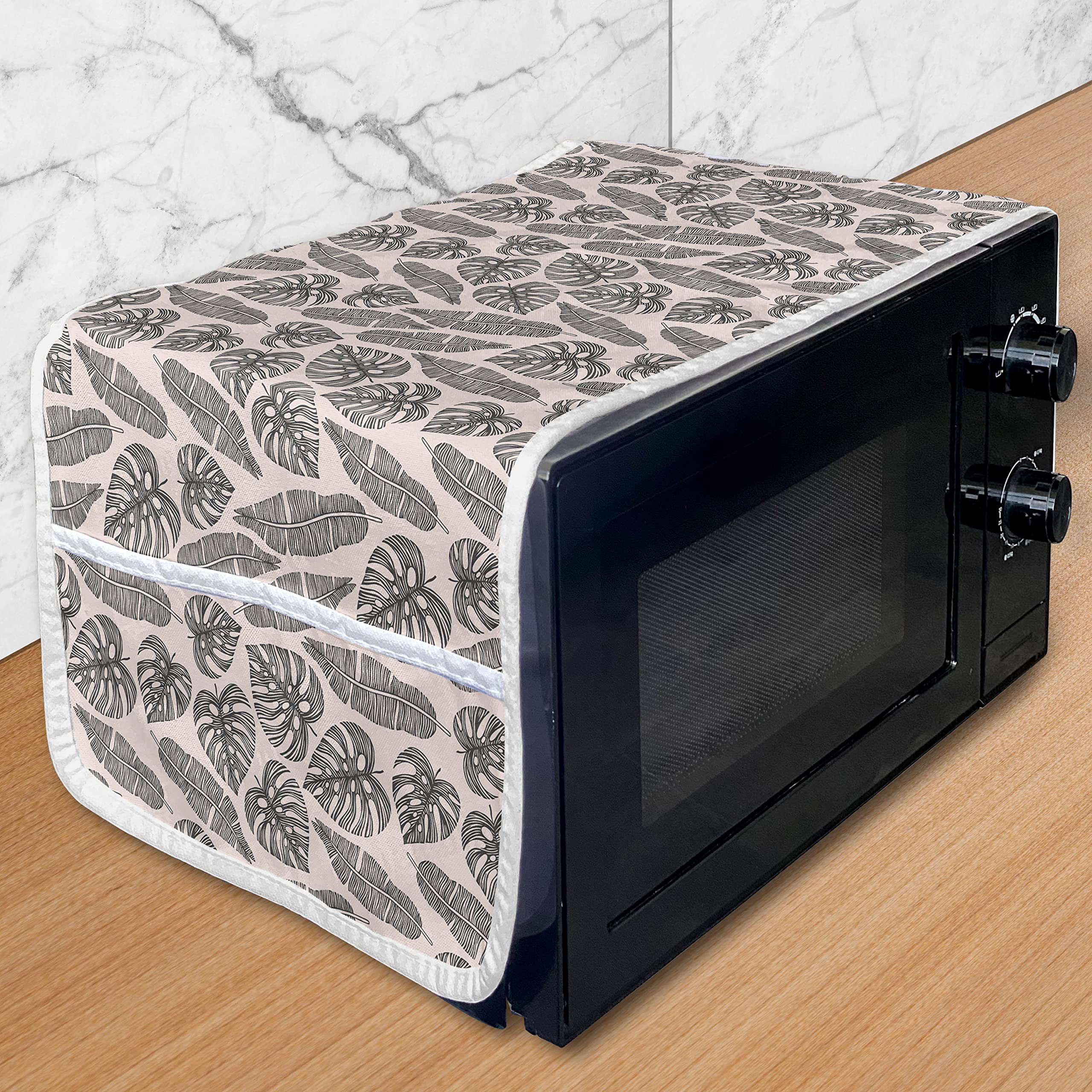 Ambesonne Exotic Microwave Oven Cover - Waterproof Kitchen Organizer with Pockets, 36
