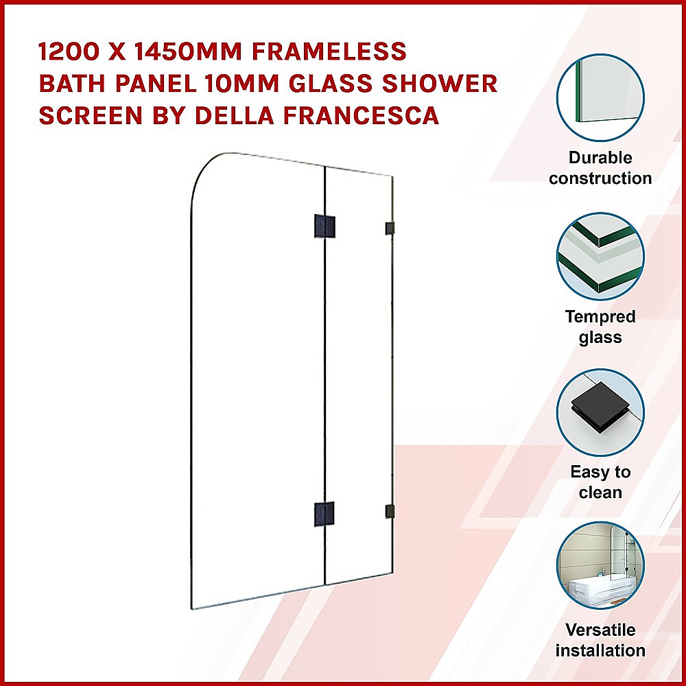 10mm Frameless Glass Shower Screen 1200x1450mm - Modern Bathroom Panel by Della Francesca | Perfect for Walk-In Showers & Bathroom Renovations