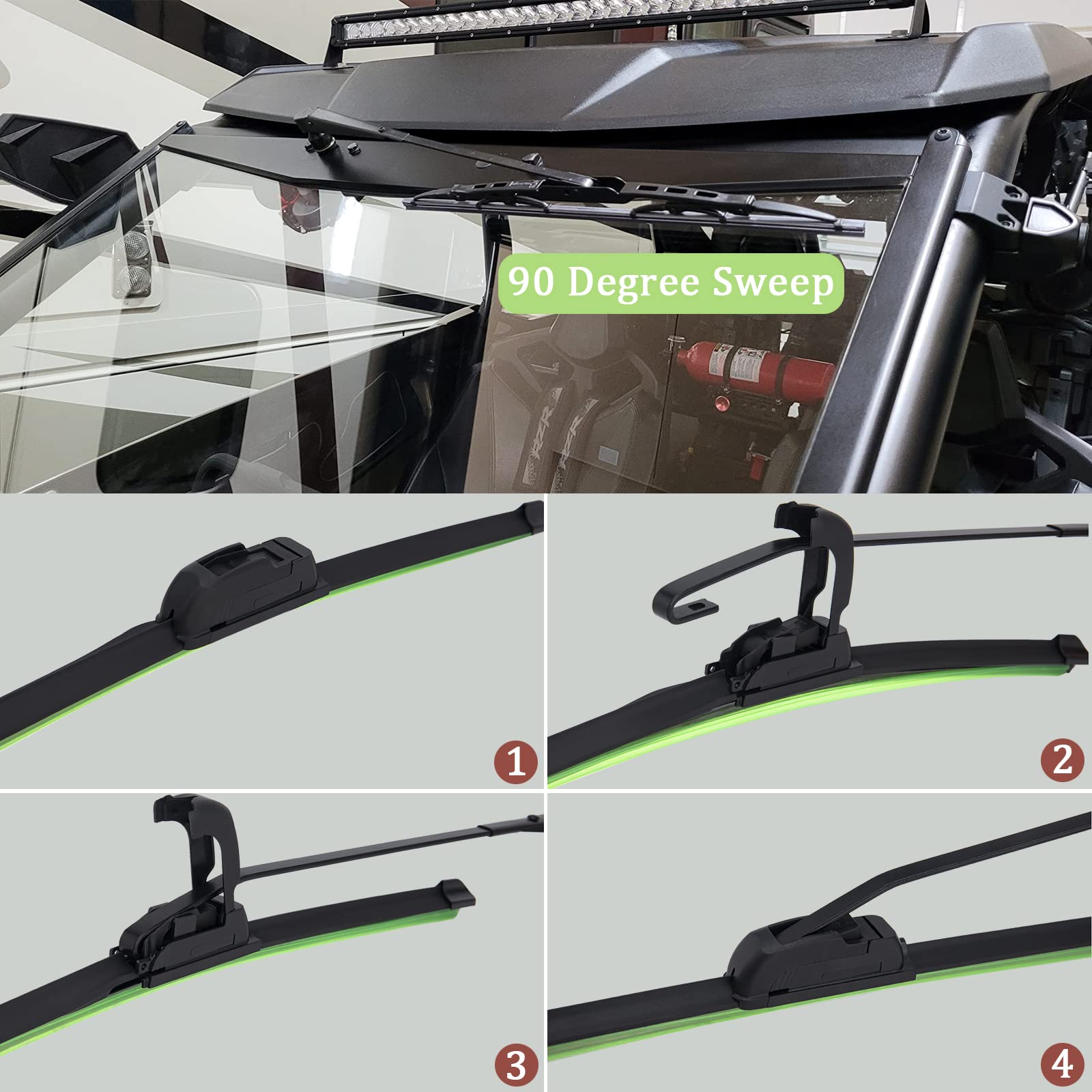 12V Universal Electric UTV Windshield Wiper Kit - Waterproof Wiper Motor for Golf Cart, ATV & Off-Road Vehicles - Perfect for Rainy Weather & Off-Road Adventures