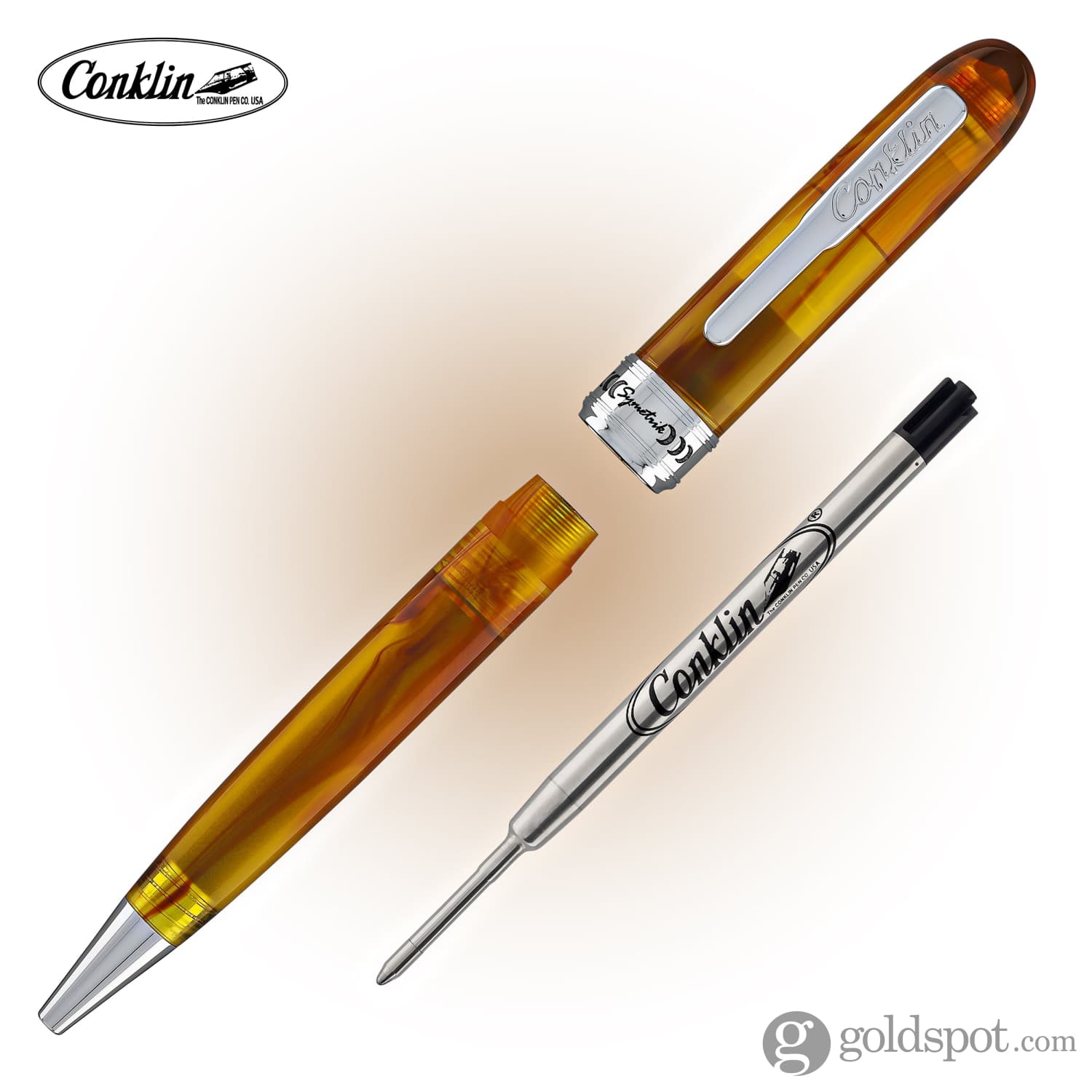 Conklin Symetrik Ballpoint Pen in Precious Amber - Premium Writing Instrument for Professionals & Gift Giving - Perfect for Office, Business Meetings & Special Occasions