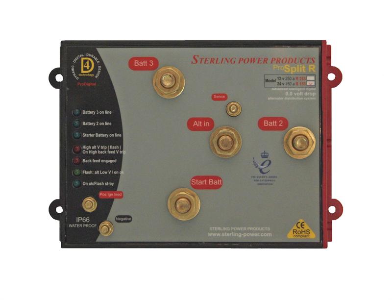 ProSplit R Zero Volt Drop Marine Battery Isolator - Intelligent Digital Alternator Distribution System (24V, 150A, 3 Output) for Boats, Yachts & RVs | Reliable Power Management Solution