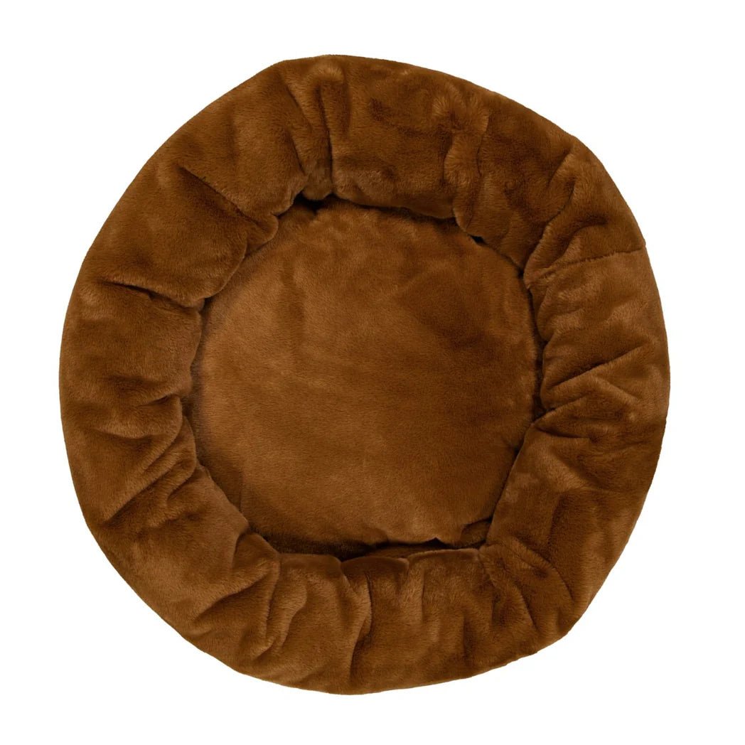 Luxury Plush Fur Dog Bed for Small & Medium Breeds - Soft & Cozy Nutmeg Brown - Perfect for Crates, Living Rooms & Bedrooms
