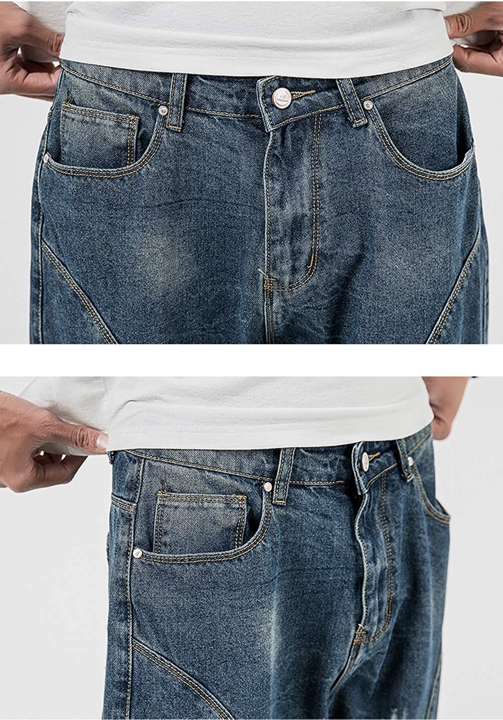 Men's Loose-Fit Ripped Distressed Hip Hop Capri Jeans Baggy Denim Cargo Shorts - Streetwear Fashion for Casual Outfits & Summer Style