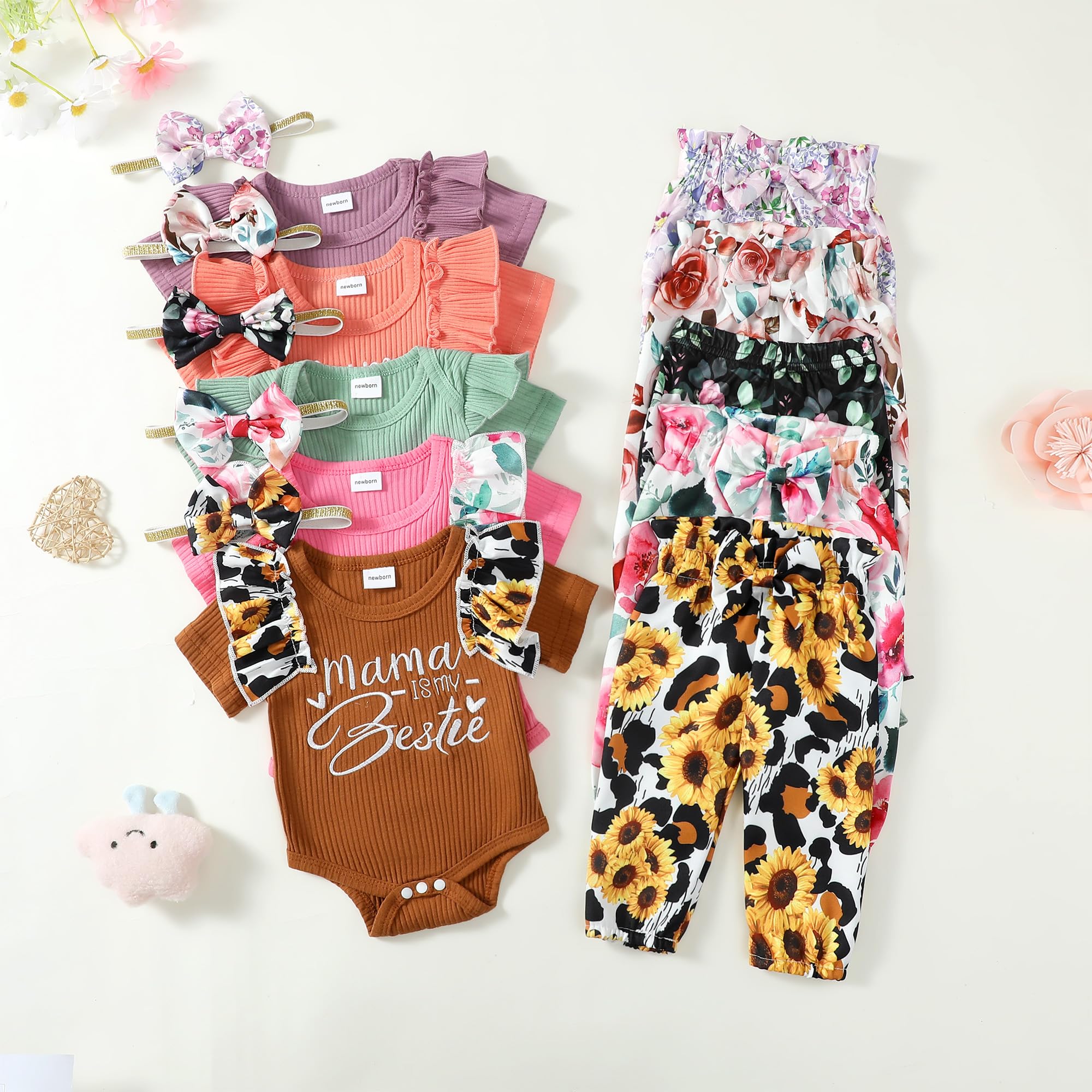 Adorable Infant Baby Girl Clothes Set - Soft Long Sleeve Romper & Pants Outfit for Newborns | Cozy Fall/Winter Baby Girl Fashion | Perfect for Photoshoots, Playdates & Special Occasions