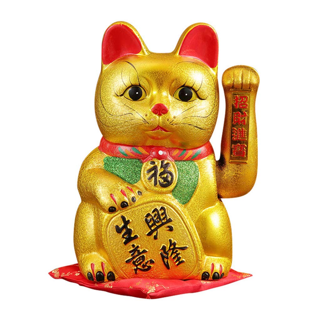 7 Inch Gold Lucky Waving Arm Maneki Neko Cat - Feng Shui Wealth & Prosperity Statue for Home Office Decor | Perfect Business Gift & Good Luck Charm for Workplace, Shop, or Restaurant