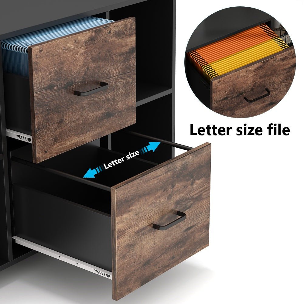 2 Drawer File Cabinet - Large Mobile Letter Size Filing Cabinet with Locking Wheels for Office, Home, or School Organization and Document Storage