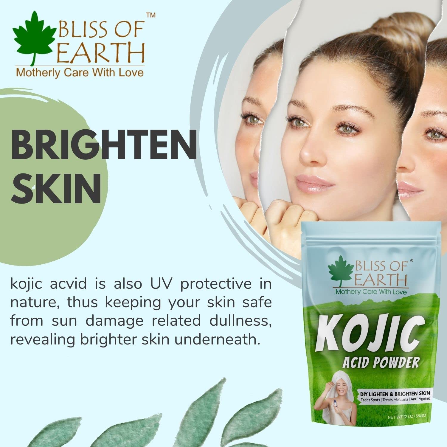 Bliss of Earth Korean Kojic Acid Dipalmitate Powder 56g - Skin Brightening, Soap Making & DIY Cosmetics - Natural Skin Whitening Solution for Even Tone & Dark Spot Reduction | Perfect for Homemade Soaps, Lotions & Skincare Products