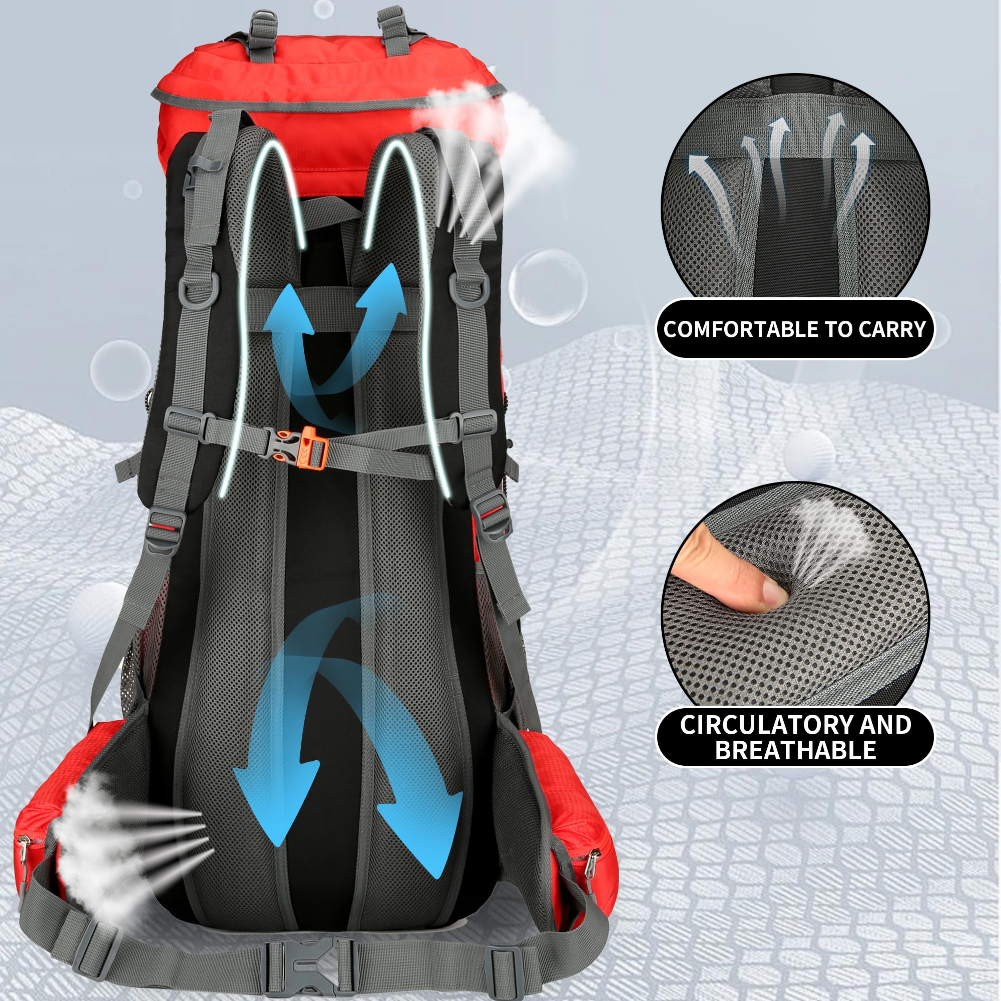 **WintMing 75L Waterproof Hiking Backpack with Rain Cover - Lightweight Camping Backpack for Men & Women - Perfect for Outdoor Adventures, Travel & Trekking**