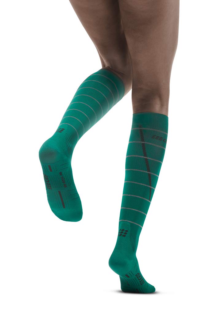 CEP Reflective Running Socks for Women - High Visibility Green Safety Socks for Night Jogging, Cycling & Outdoor Activities