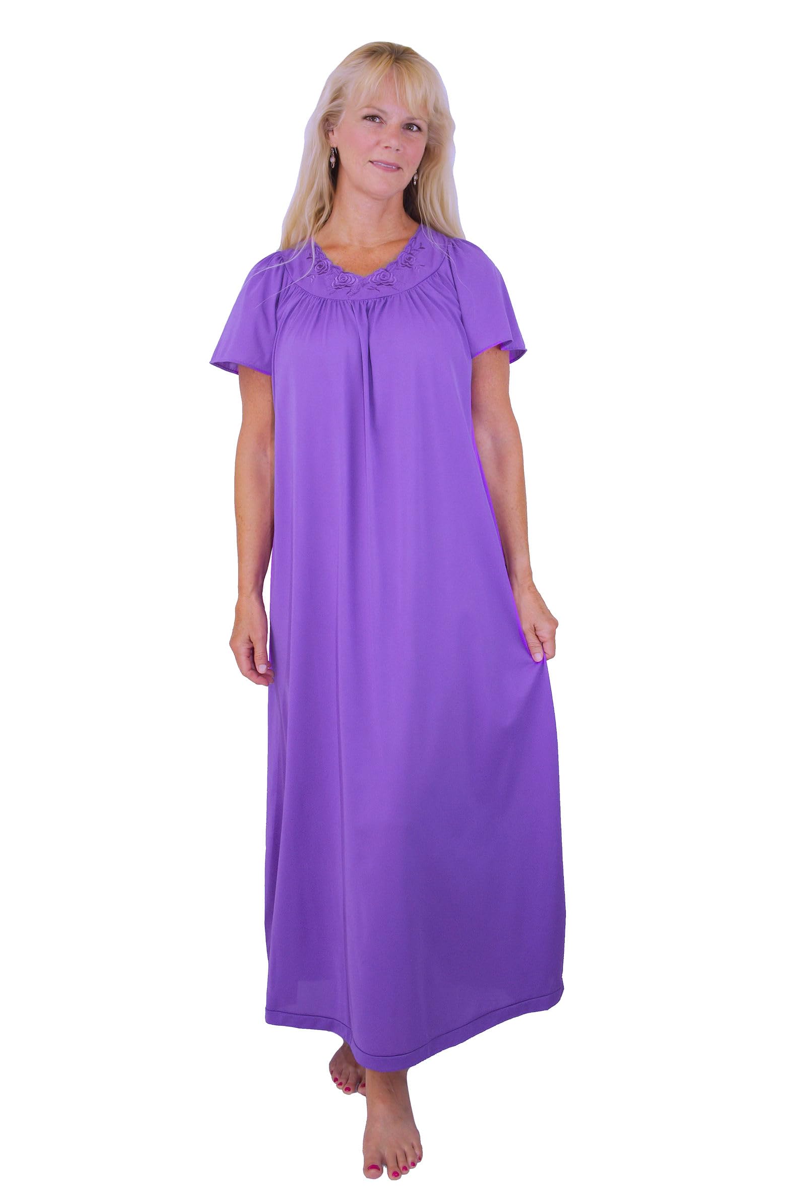 Shadowline Women's Nightgown & Long Sleeve Robe Pajama Set - Soft Nylon Sleepwear & Peignoir Loungewear for Cozy Nights, Relaxing at Home & Bridal Gift