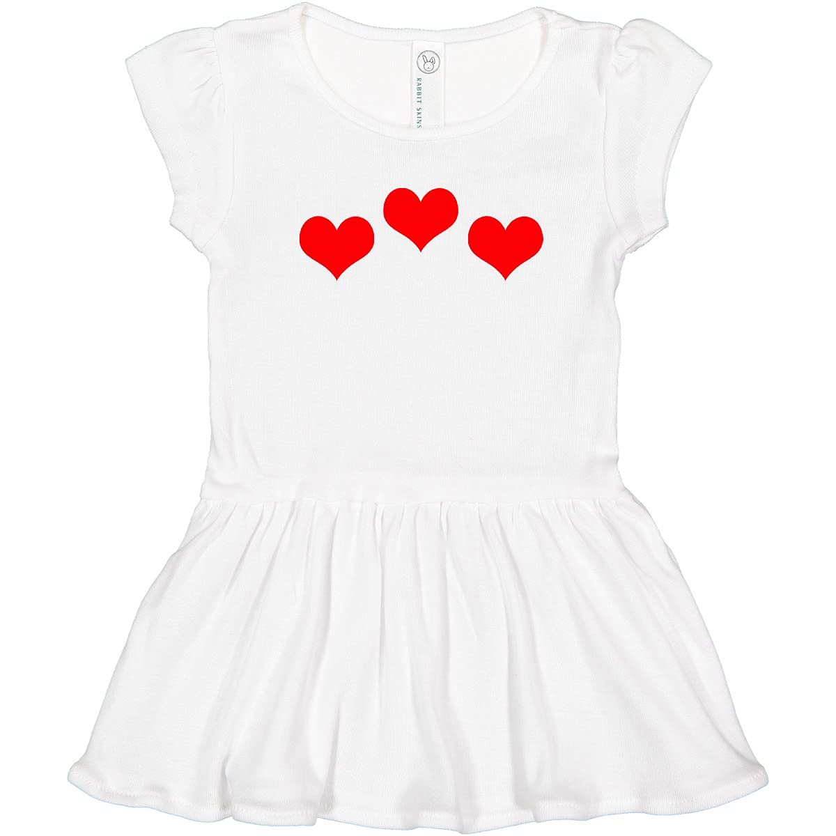 Inktastic 3 Red Hearts Toddler Dress - Cute Valentine's Day Outfit for Baby Girls | Perfect for Holidays, Parties & Family Photos