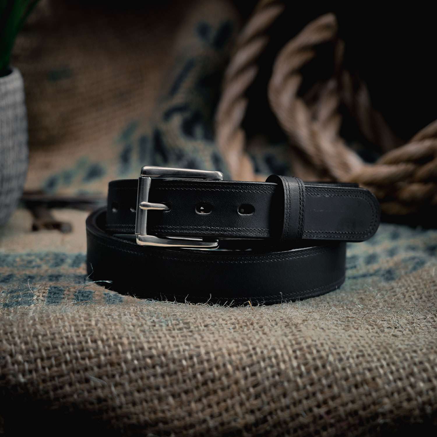 Montana Bison Leather Belt - 1.5 Inch Wide Double Layer Genuine Leather Belt for Men | Durable Western Style Belt for Cowboy, Rancher & Outdoor Enthusiasts
