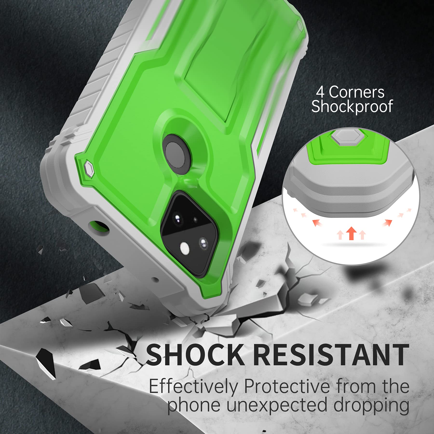 Shockproof Google Pixel 5A Case with Kickstand & Screen Protector - for Outdoor Protection
