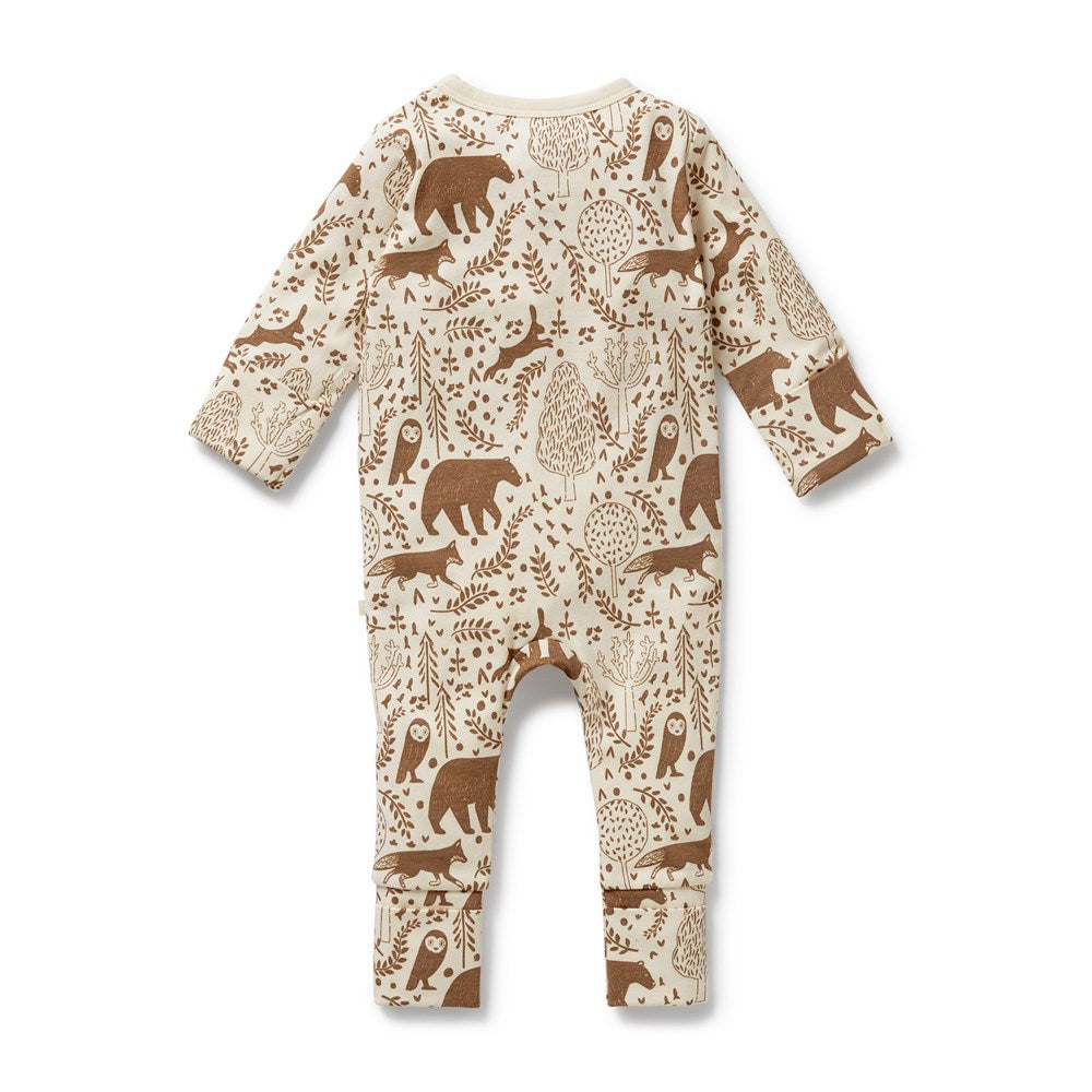 Organic Baby Winter Forest Zipsuit with Feet - Soft & Warm Footed Pajamas for Newborns & Toddlers - Perfect for Cold Weather & Cozy Sleepwear