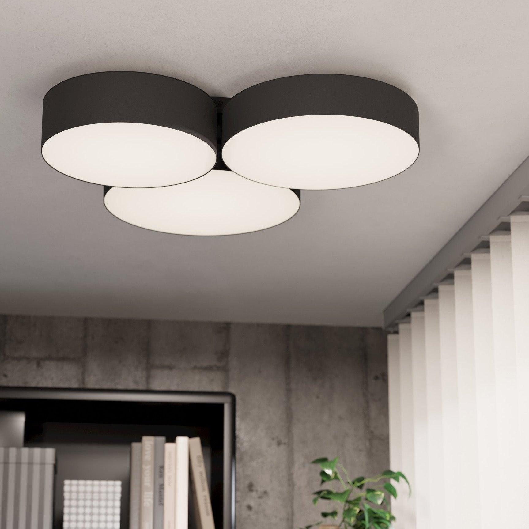 Eglo Connect Barbano Z Smart LED Ceiling Light - 3-Light Black Flush Mount Fixture with App Control for Bedroom, Living Room & Kitchen