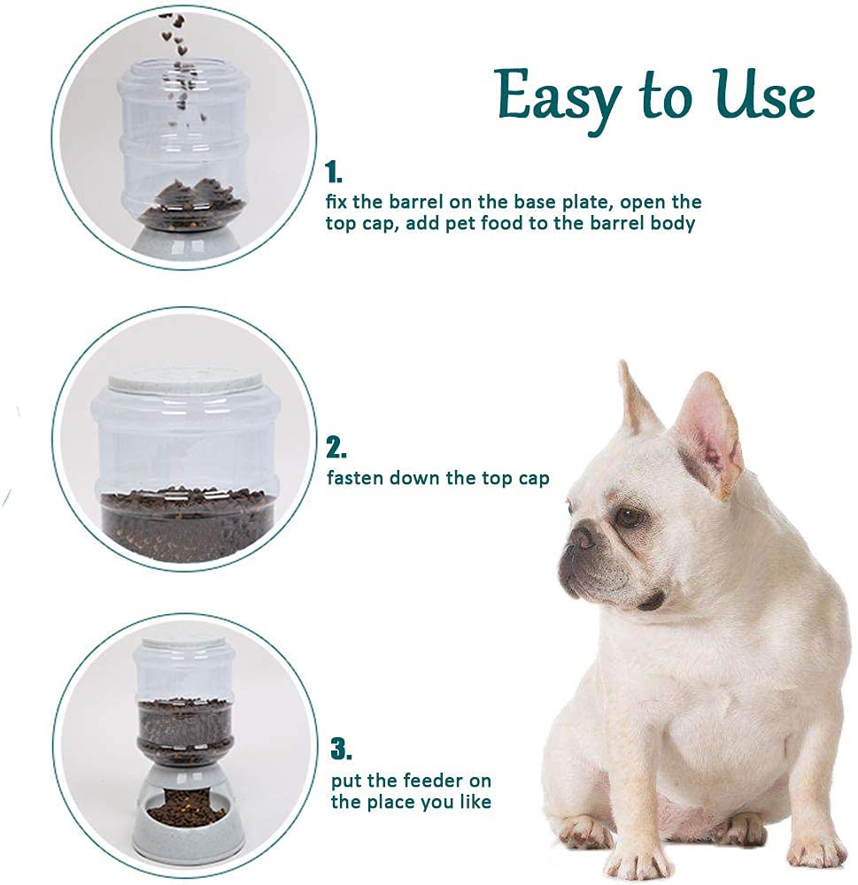 Automatic Dog Feeder for Large Dogs - 3.8L Gravity Pet Food Dispenser with Dry Food Storage | Travel & Home Use for Cats & Dogs | Durable Pet Bowl for Daily Feeding & Vacation Supply