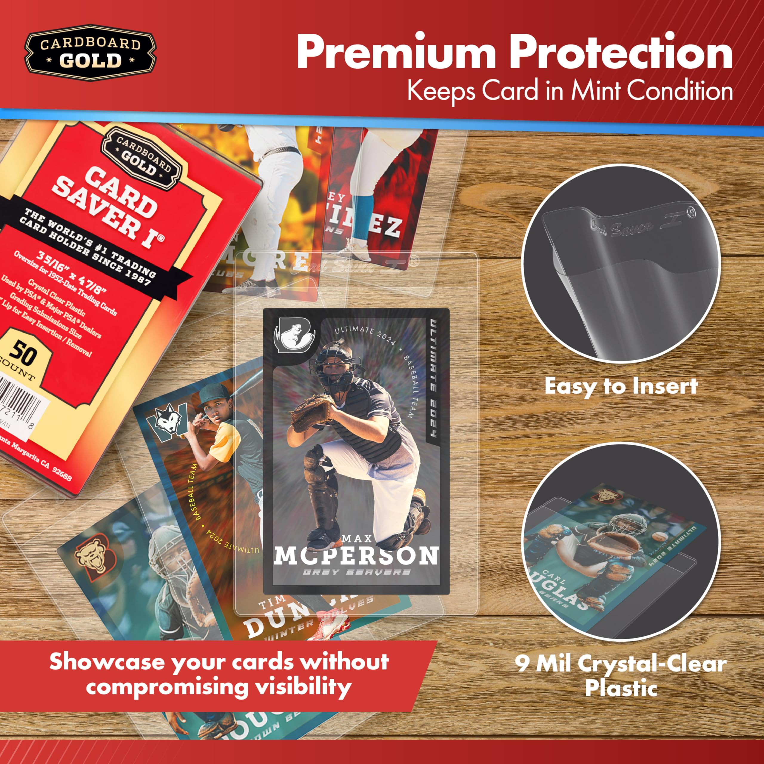 PSA-Approved Card Saver 1 - 50 Count Semi-Rigid Trading Card Holder Protectors | Baseball, Sports & Collectible Cards Storage | Compatible with Card Sleeves, Binders & Storage Boxes | Perfect for Card Grading, Trading & Collection Organization