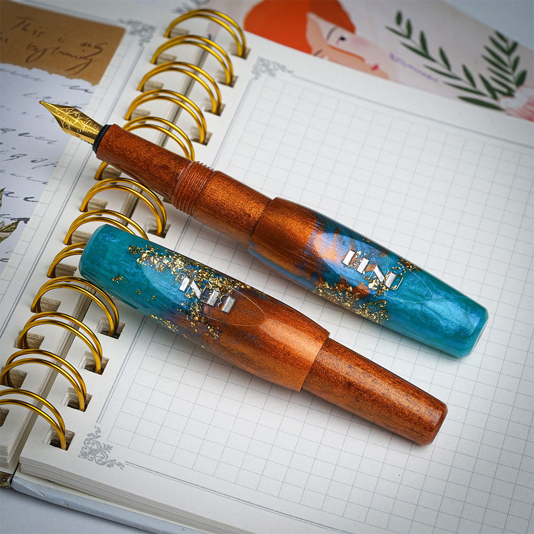 Benu Pixie Pocket Fountain Pen - Aurora Gold Finish, Compact & Portable Writing Tool for Journaling, Note Taking & Everyday Use