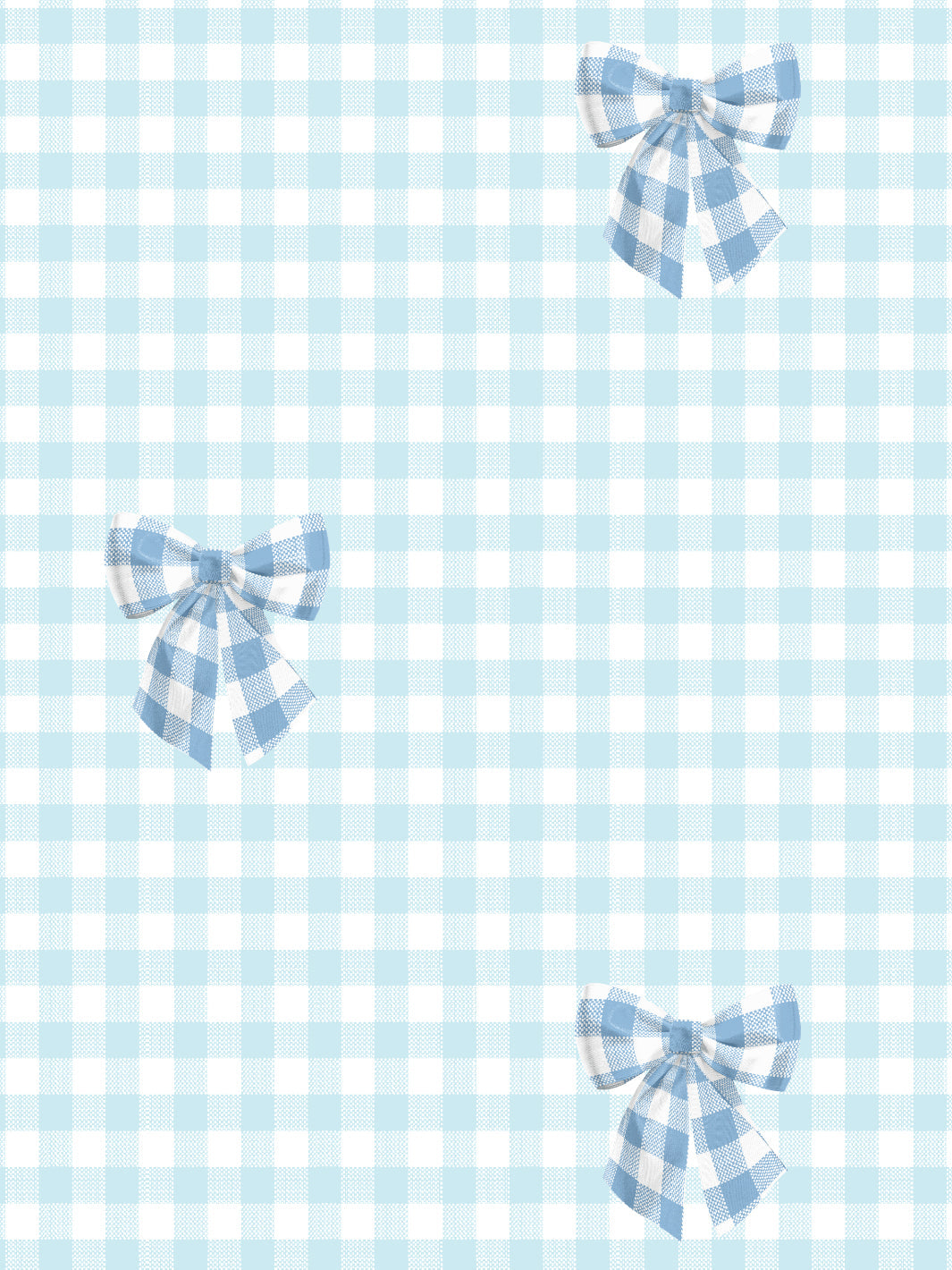 Barbie™ Gingham Bow Wallpaper - Cornflower Blue on Sky Background | Perfect for Girls' Bedroom, Nursery, or Playroom Decor