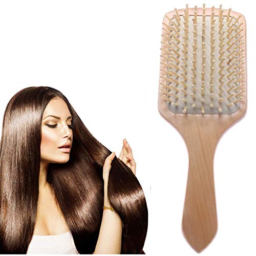 Ghelonadi Wooden Hair Comb for Hair Growth & Scalp Massage - Natural Detangler Paddle Brush for Women & Men (Brown, 1 Pack) | Perfect for Daily Hair Care, Styling, and Relaxing Scalp Massage