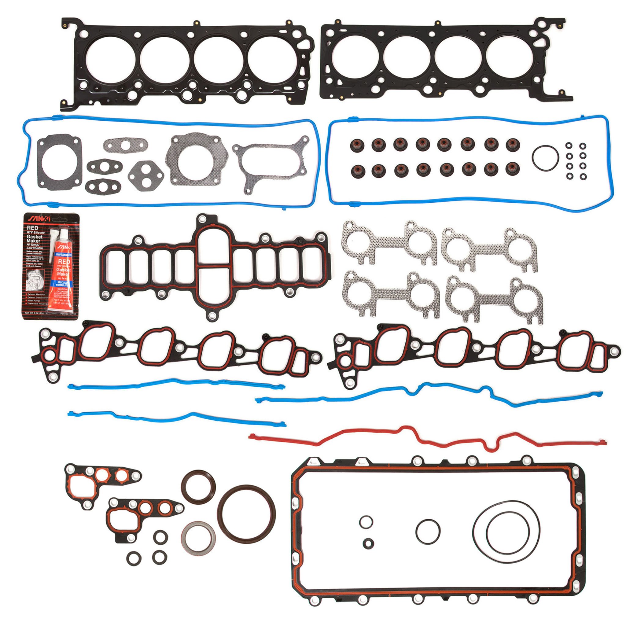 Full Gasket Set Compatible with 2000 Ford F150 E150 Econoline 4.6L SOHC ROMEO Vin W - High Performance Silicone Gaskets for Engine Repair & Maintenance - Perfect for DIY Mechanics & Auto Shops