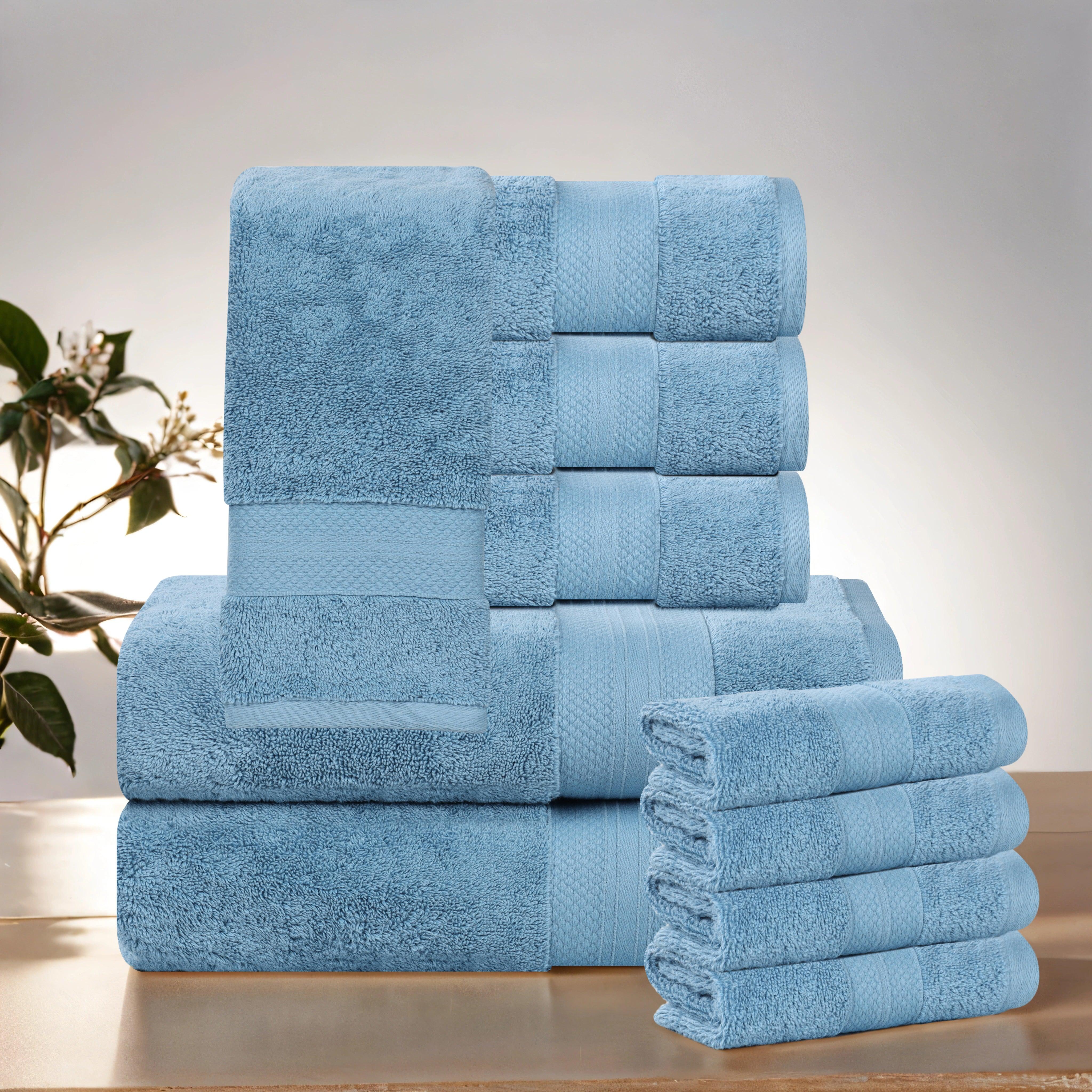 Premium Aria 10-Piece Turkish Cotton Towel Set - Ultra Soft & Absorbent Bath Towels, Hand Towels & Washcloths for Spa, Hotel & Luxury Home Use