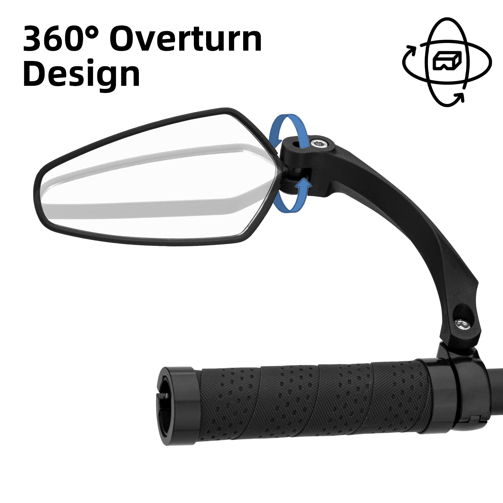 ROCKBROS Bike Rear View Mirror - Adjustable Handlebar Bike Mirror for Mountain, Road & E-Bikes - Cycling Safety Accessories for Commuting & Outdoor Adventures