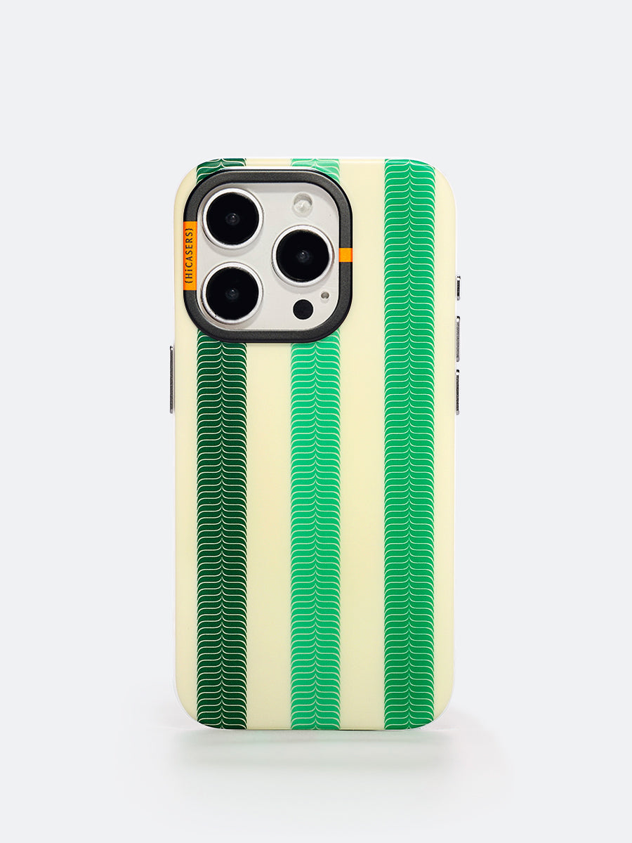 Vintage Retro Logo Striped Phone Case - Green | Trendy Protective Cover for iPhone & Samsung | Perfect for Everyday Use, Travel & Gifting