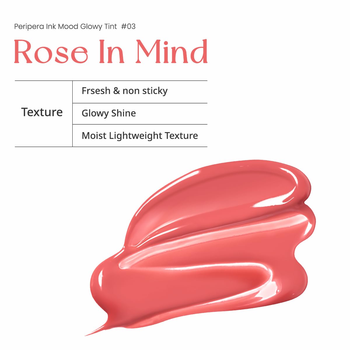 Peripera Ink Mood Glowy Tint - 03 Rose in Mind (New) | Long-Lasting Hydrating Lip Stain with Shiny Finish | Perfect for Daily Wear, Date Night & Makeup Looks