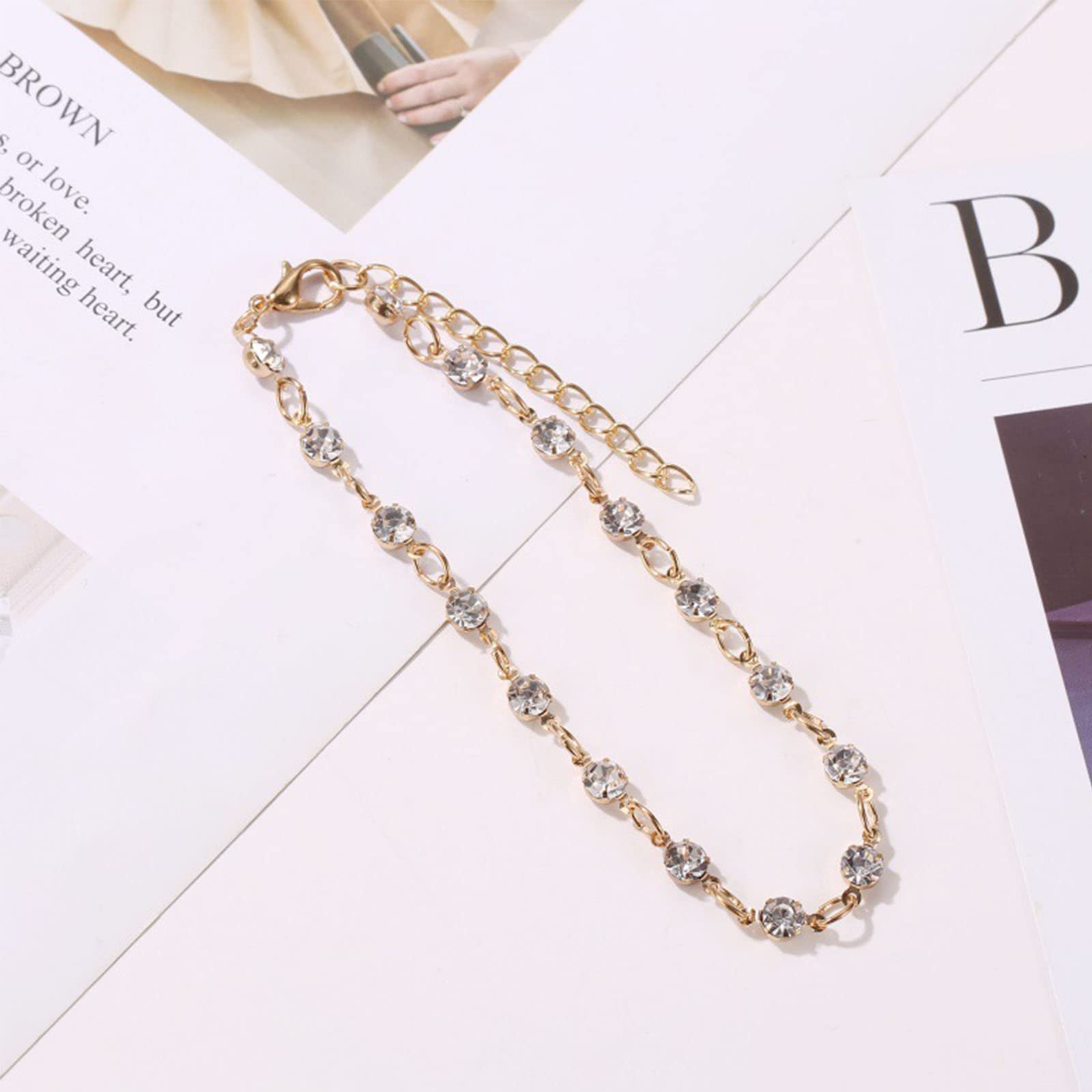 Boho Crystal Anklet Bracelet for Women - 18K Gold Plated CZ Rhinestone Satellite Chain Ankle Jewelry - Minimalist Beach Foot Chain Gift for Her | Perfect for Summer Vacations, Weddings, and Boho Fashion Accessories