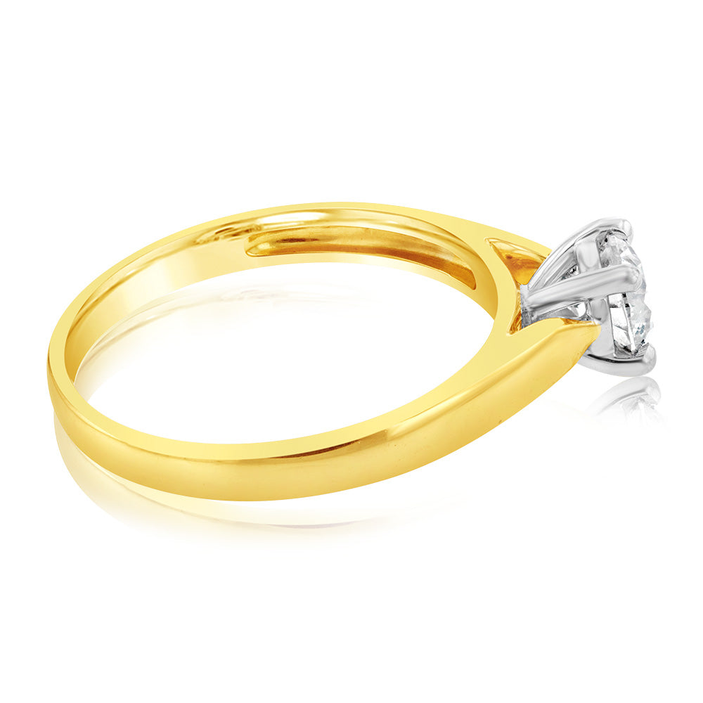 18ct Yellow Gold Solitaire Ring with 0.50 Carat Australian Diamond | Elegant Engagement & Wedding Ring for Women | Perfect for Proposals, Anniversaries & Special Occasions