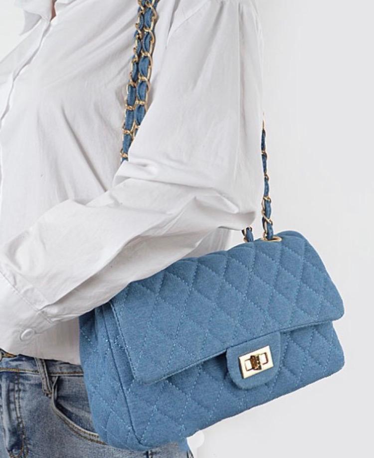 Stylish Medium Blue Denim Shoulder Bag for Women - Trendy Crossbody Purse with Adjustable Strap, Perfect for Daily Use, Travel & Shopping