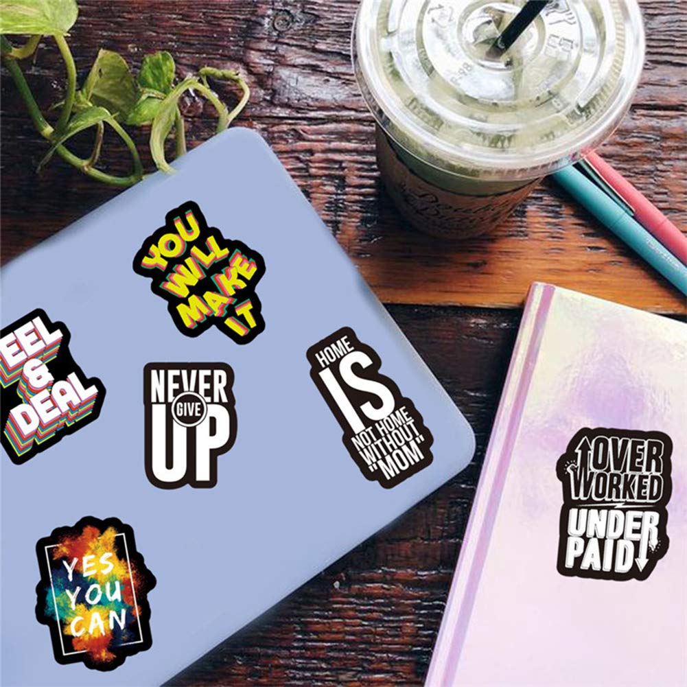 50 Pcs Motivational Quote Stickers - Waterproof Vinyl Decals with Inspirational Words for Teens & Adults - Perfect for Water Bottles, Laptops, Bikes, Luggage & Phones - Great for School, Office & Daily Encouragement