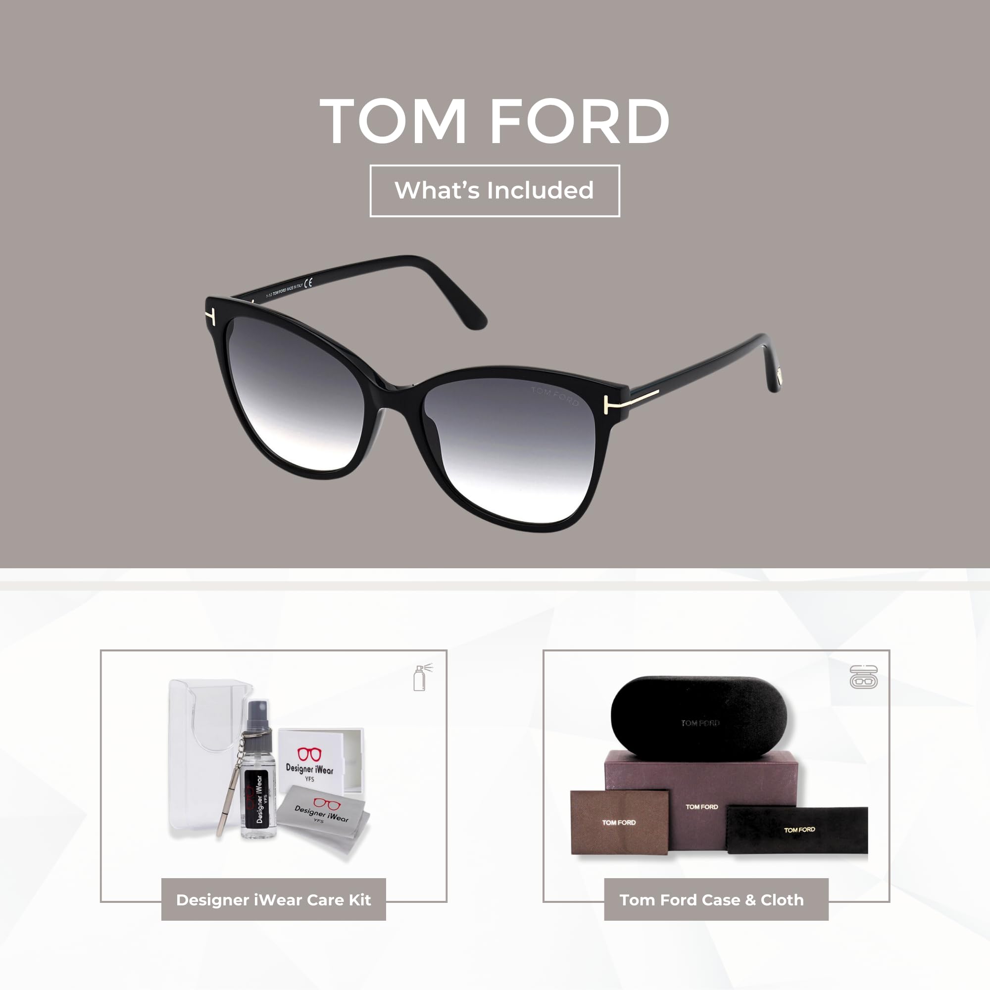Tom Ford Gia FT0844 Women's Designer Cat Eye Sunglasses with iWear Eyewear Kit - Luxury Fashion Accessory for Beach, Driving & Outdoor Activities