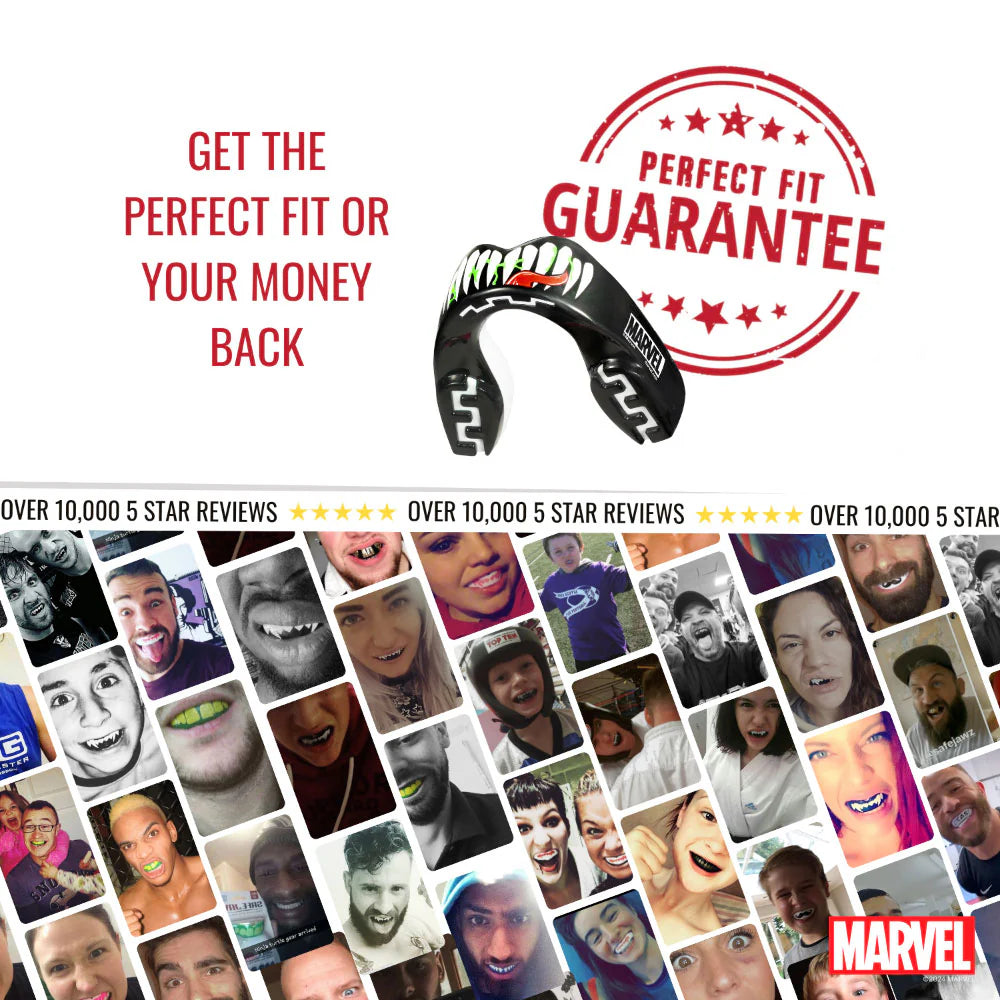 SafeJawz Marvel Venom Mouthguard - Custom Fit Teeth Protection for Sports & Night Grinding - Perfect for Boxing, MMA, Football & Teeth Grinding Relief