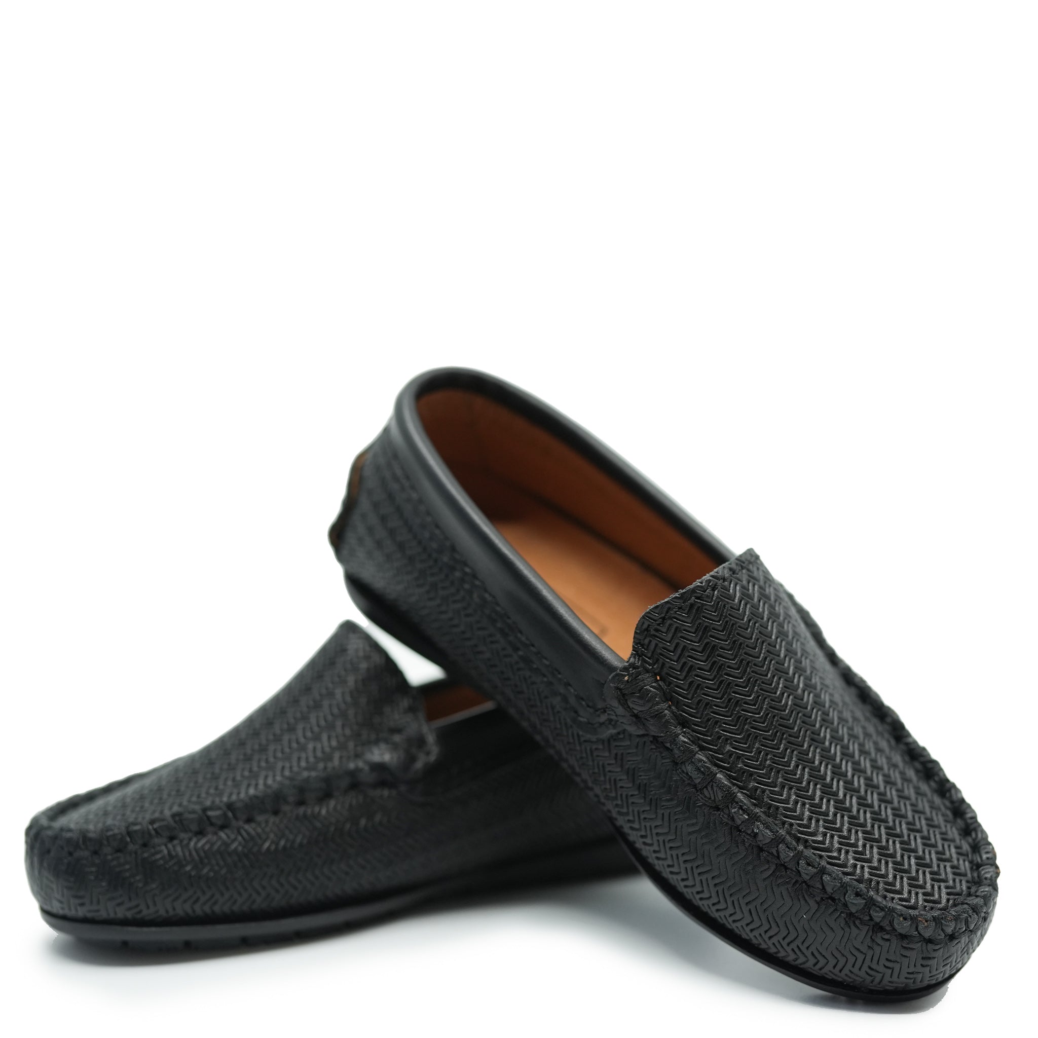Men's Atlanta Black Weave Moccasin Loafers - Comfortable Slip-On Shoes for Casual Wear & Business Office