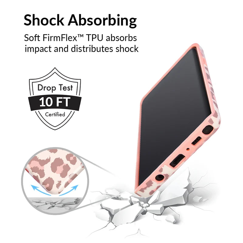 Samsung Galaxy Phone Case - Blush Leopard Print Protective Cover for Samsung S21/S20/S10/Note 20 - Stylish & Durable Slim Fit Case for Everyday Use & Travel